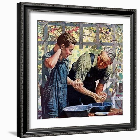 "Washing Up for Supper,"August 1, 1944-Douglas Crockwell-Framed Giclee Print