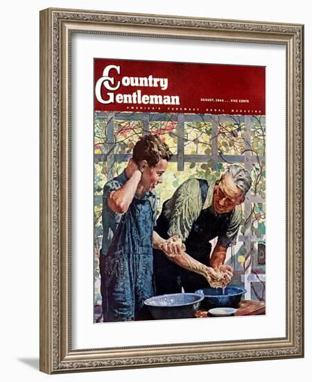 "Washing Up for Supper," Country Gentleman Cover, August 1, 1944-Douglas Crockwell-Framed Giclee Print