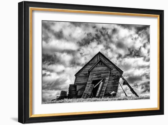 Washington. Abandoned Leaning Schoolhouse in Palouse Farm Country-Dennis Flaherty-Framed Photographic Print