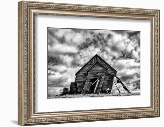 Washington. Abandoned Leaning Schoolhouse in Palouse Farm Country-Dennis Flaherty-Framed Photographic Print