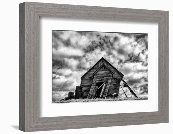 Washington. Abandoned Leaning Schoolhouse in Palouse Farm Country-Dennis Flaherty-Framed Photographic Print