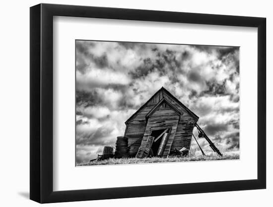 Washington. Abandoned Leaning Schoolhouse in Palouse Farm Country-Dennis Flaherty-Framed Photographic Print