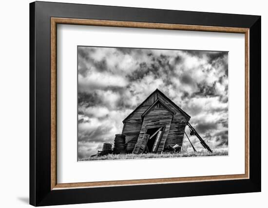 Washington. Abandoned Leaning Schoolhouse in Palouse Farm Country-Dennis Flaherty-Framed Photographic Print