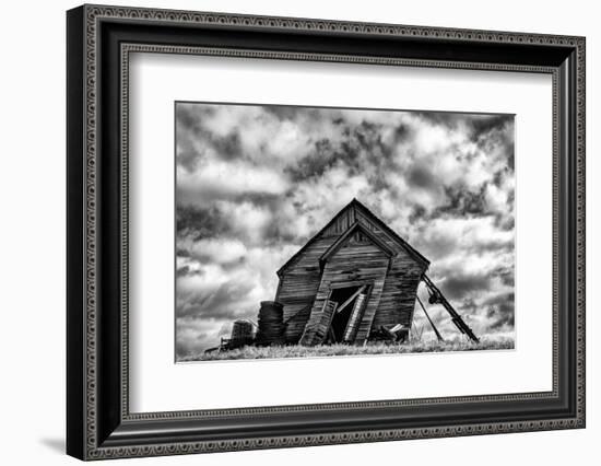 Washington. Abandoned Leaning Schoolhouse in Palouse Farm Country-Dennis Flaherty-Framed Photographic Print