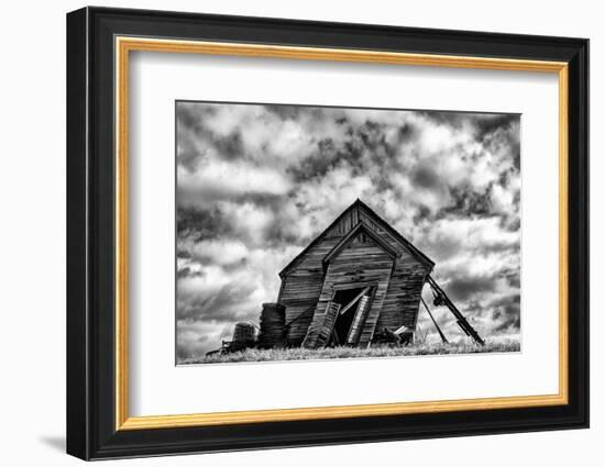 Washington. Abandoned Leaning Schoolhouse in Palouse Farm Country-Dennis Flaherty-Framed Photographic Print