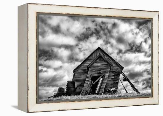 Washington. Abandoned Leaning Schoolhouse in Palouse Farm Country-Dennis Flaherty-Framed Premier Image Canvas