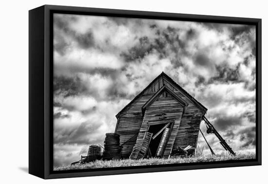 Washington. Abandoned Leaning Schoolhouse in Palouse Farm Country-Dennis Flaherty-Framed Premier Image Canvas