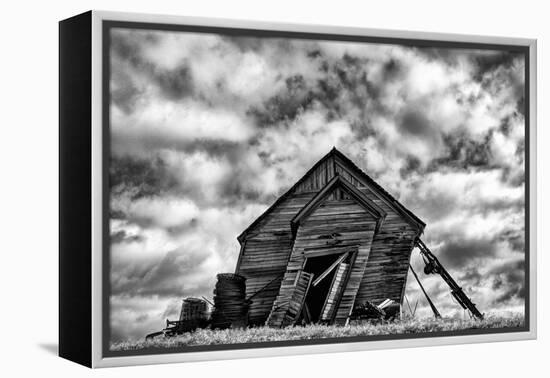 Washington. Abandoned Leaning Schoolhouse in Palouse Farm Country-Dennis Flaherty-Framed Premier Image Canvas