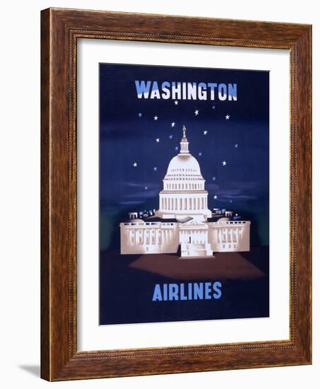 Washington Airlines Vintage Travel Poster-null-Framed Art Print