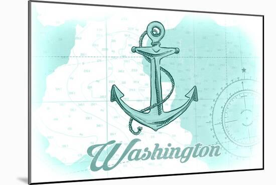 Washington - Anchor - Teal - Coastal Icon-Lantern Press-Mounted Art Print