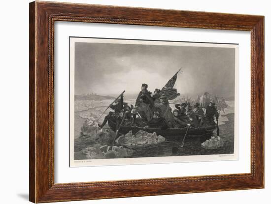 Washington and His Army Cross the Delaware River, Prior to the Battle of Trenton-null-Framed Art Print