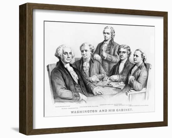 Washington and His Cabinet-Currier & Ives-Framed Giclee Print