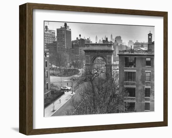 Washington Arch Standing at North Entrance to Square and Straddles Foot of Fifth Avenue-Walter Sanders-Framed Photographic Print