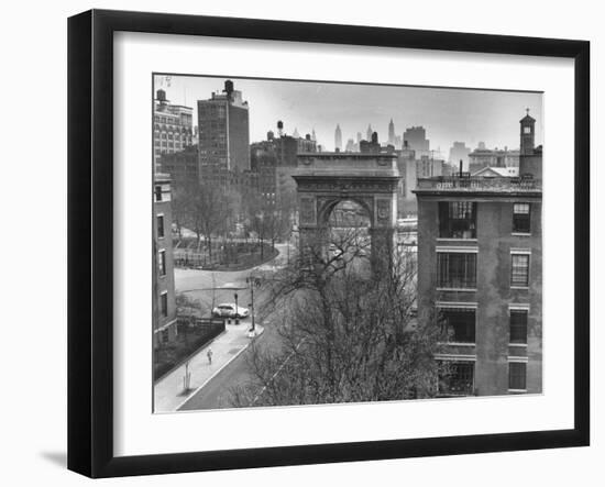 Washington Arch Standing at North Entrance to Square and Straddles Foot of Fifth Avenue-Walter Sanders-Framed Photographic Print