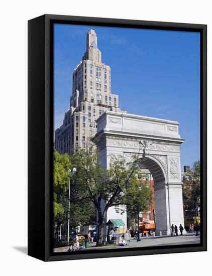 Washington Arch Stands in Washington Place with Backdrop of High Rise Buildings, Greenwich Village-John Warburton-lee-Framed Premier Image Canvas