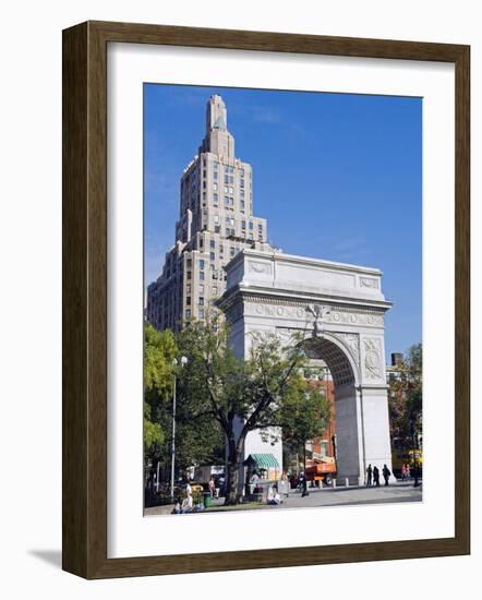 Washington Arch Stands in Washington Place with Backdrop of High Rise Buildings, Greenwich Village-John Warburton-lee-Framed Photographic Print