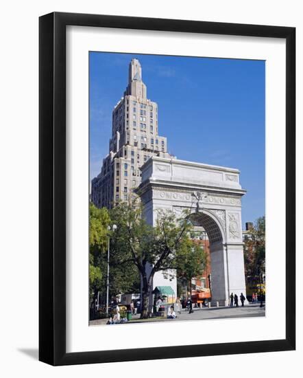 Washington Arch Stands in Washington Place with Backdrop of High Rise Buildings, Greenwich Village-John Warburton-lee-Framed Photographic Print