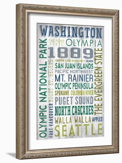 Washington - Barnwood Typography-Lantern Press-Framed Art Print