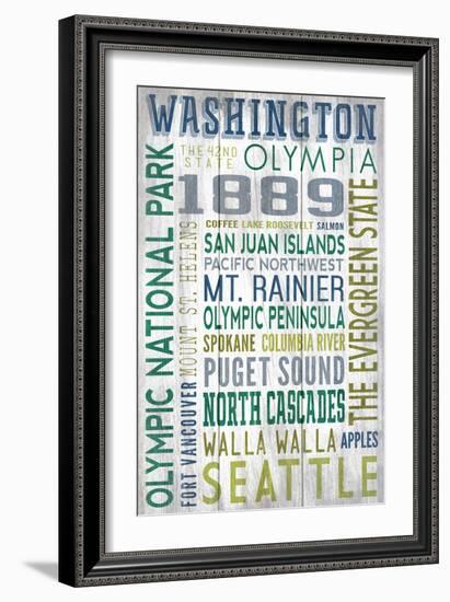 Washington - Barnwood Typography-Lantern Press-Framed Art Print