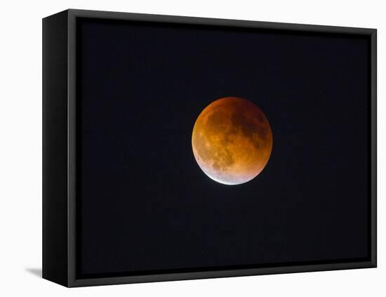 Washington, Beginning of the End of Blood Moon in Seattle as Sunlight Strikes the Moon's Lower Edge-Gary Luhm-Framed Premier Image Canvas