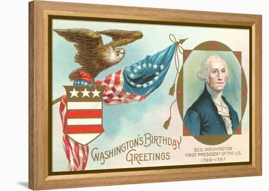 Washington Birthday Greetings-null-Framed Stretched Canvas