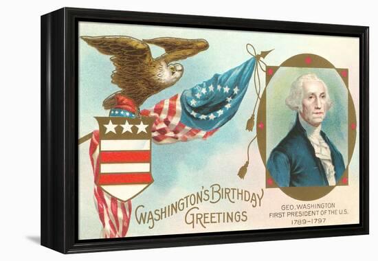 Washington Birthday Greetings-null-Framed Stretched Canvas