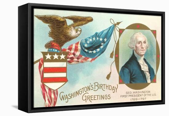 Washington Birthday Greetings-null-Framed Stretched Canvas