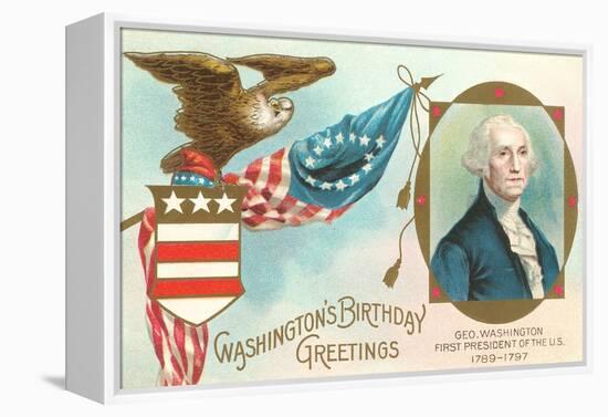 Washington Birthday Greetings-null-Framed Stretched Canvas