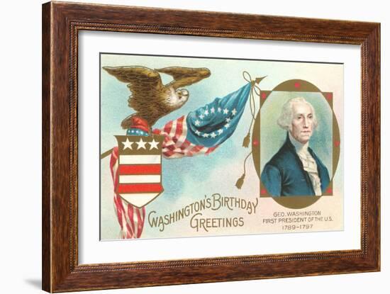 Washington Birthday Greetings-null-Framed Premium Giclee Print