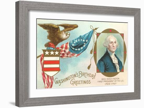 Washington Birthday Greetings-null-Framed Art Print