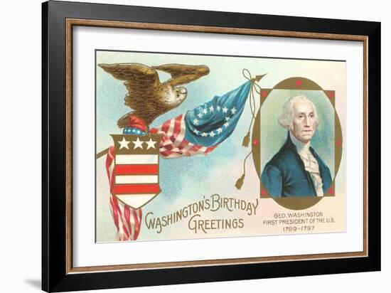 Washington Birthday Greetings-null-Framed Art Print