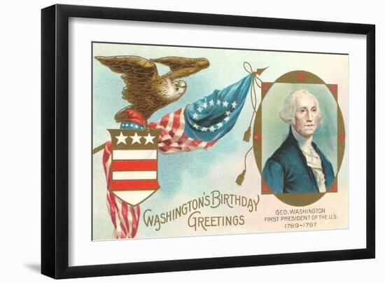Washington Birthday Greetings-null-Framed Art Print