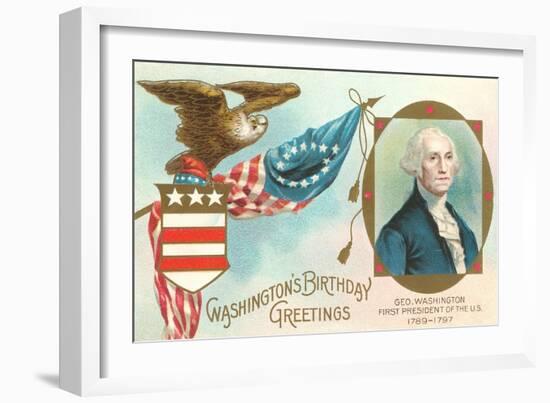 Washington Birthday Greetings-null-Framed Art Print