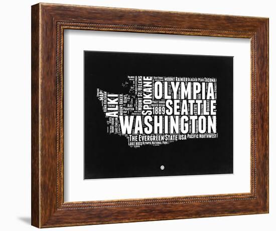 Washington Black and White Map-NaxArt-Framed Premium Giclee Print