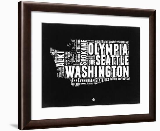 Washington Black and White Map-NaxArt-Framed Art Print