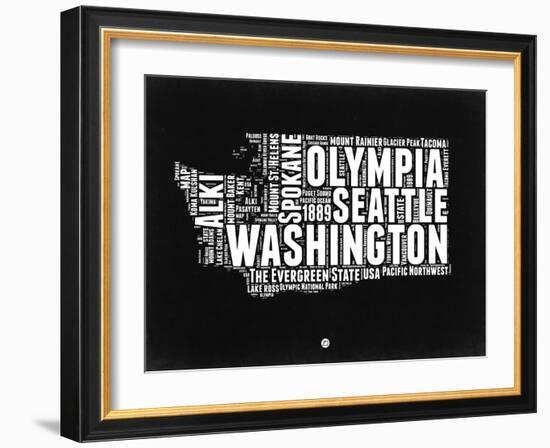 Washington Black and White Map-NaxArt-Framed Art Print