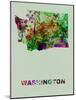 Washington Color Splatter Map-NaxArt-Mounted Art Print