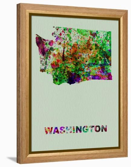 Washington Color Splatter Map-NaxArt-Framed Stretched Canvas