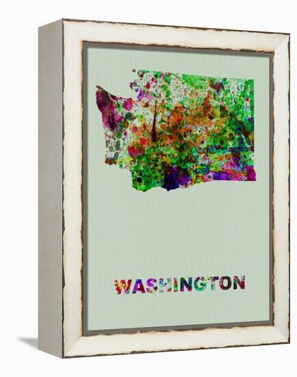 Washington Color Splatter Map-NaxArt-Framed Stretched Canvas