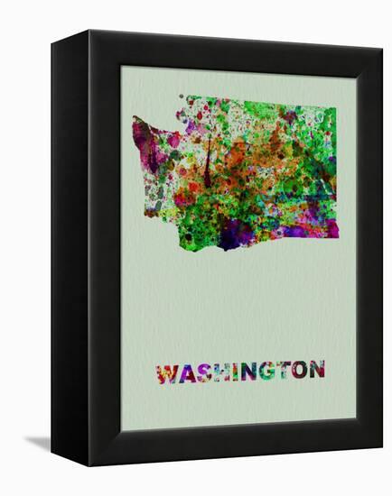 Washington Color Splatter Map-NaxArt-Framed Stretched Canvas