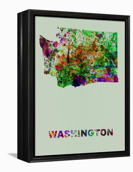 Washington Color Splatter Map-NaxArt-Framed Stretched Canvas