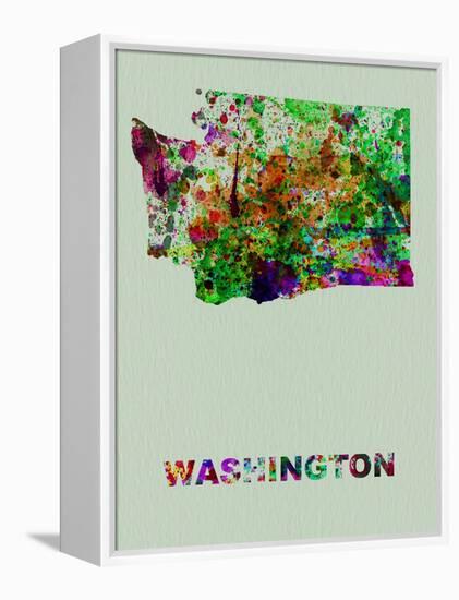 Washington Color Splatter Map-NaxArt-Framed Stretched Canvas