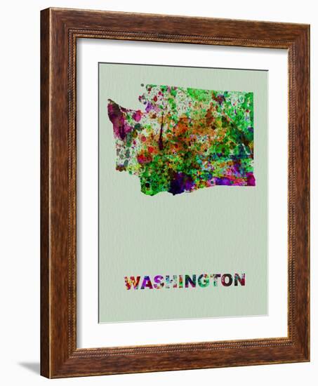 Washington Color Splatter Map-NaxArt-Framed Art Print