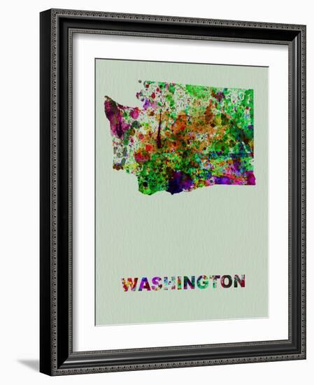 Washington Color Splatter Map-NaxArt-Framed Art Print