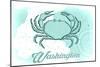 Washington - Crab - Teal - Coastal Icon-Lantern Press-Mounted Art Print