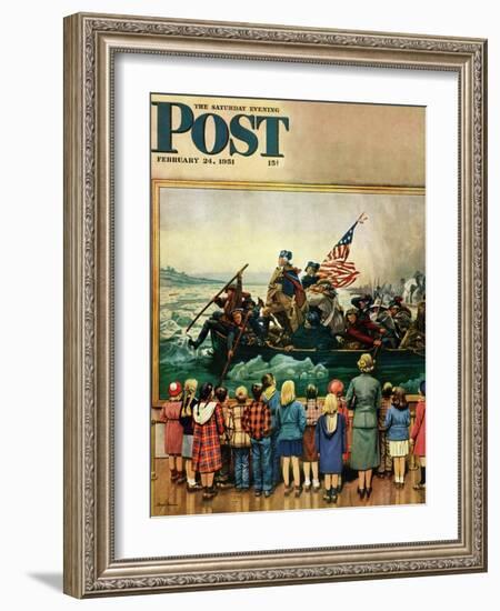 "Washington Crossing the Delaware" Saturday Evening Post Cover, February 24, 1951-Stevan Dohanos-Framed Giclee Print