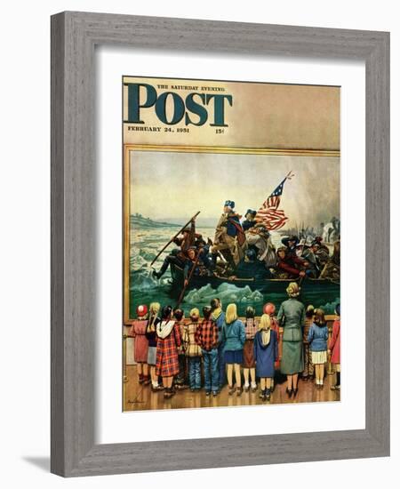 "Washington Crossing the Delaware" Saturday Evening Post Cover, February 24, 1951-Stevan Dohanos-Framed Giclee Print