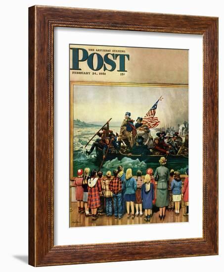 "Washington Crossing the Delaware" Saturday Evening Post Cover, February 24, 1951-Stevan Dohanos-Framed Giclee Print