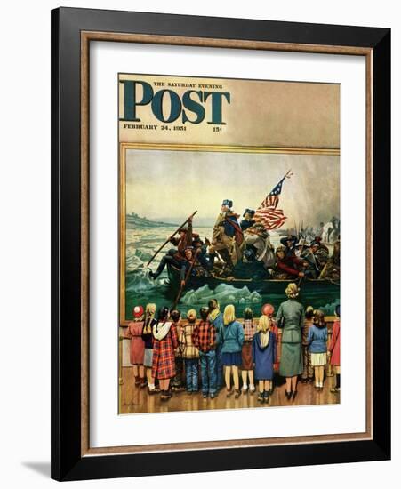 "Washington Crossing the Delaware" Saturday Evening Post Cover, February 24, 1951-Stevan Dohanos-Framed Giclee Print