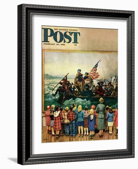 "Washington Crossing the Delaware" Saturday Evening Post Cover, February 24, 1951-Stevan Dohanos-Framed Giclee Print